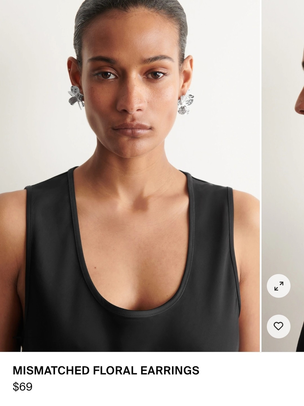COS Silver Mismatched Floral Earrings